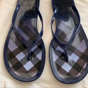Burberry Navy Nova Check Jelly Thong Sandals sz 41